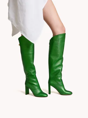 Adriana High-heel Metallic Nappa Green Boots