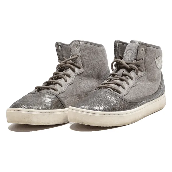 AIR JORDAN High Top Trainers Grey Canvas Boys UK 6.5