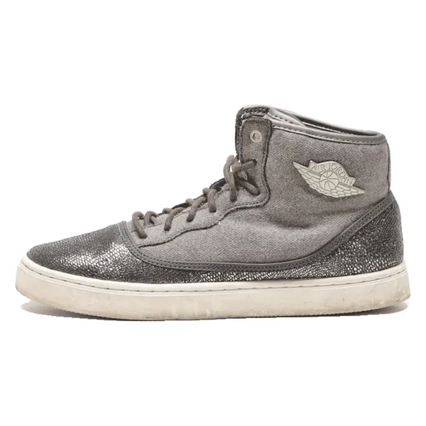 AIR JORDAN High Top Trainers Grey Canvas Boys UK 6.5