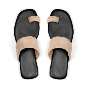 ALEJANDRA FLAT SANDALS NATURAL SUEDE