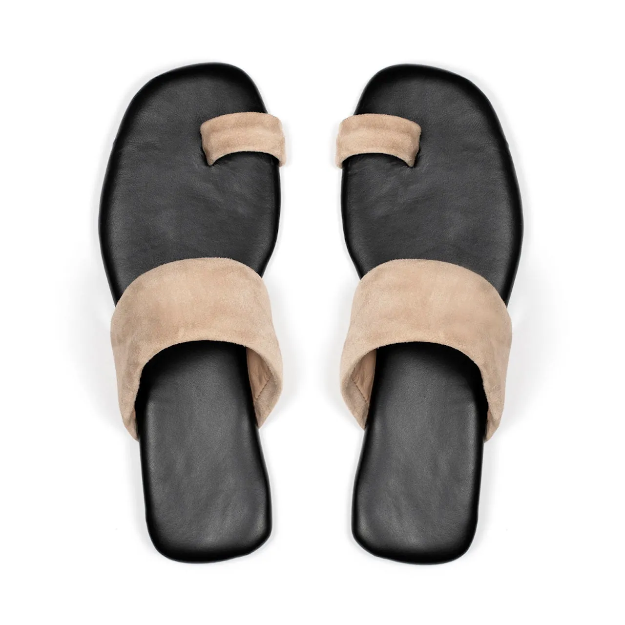 ALEJANDRA FLAT SANDALS NATURAL SUEDE
