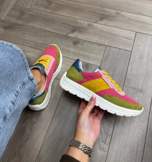 Ara 12-25116 Multi Trainer With Yellow laces - Kiwi/Candy/Piggy/Corn/Sky (A12)