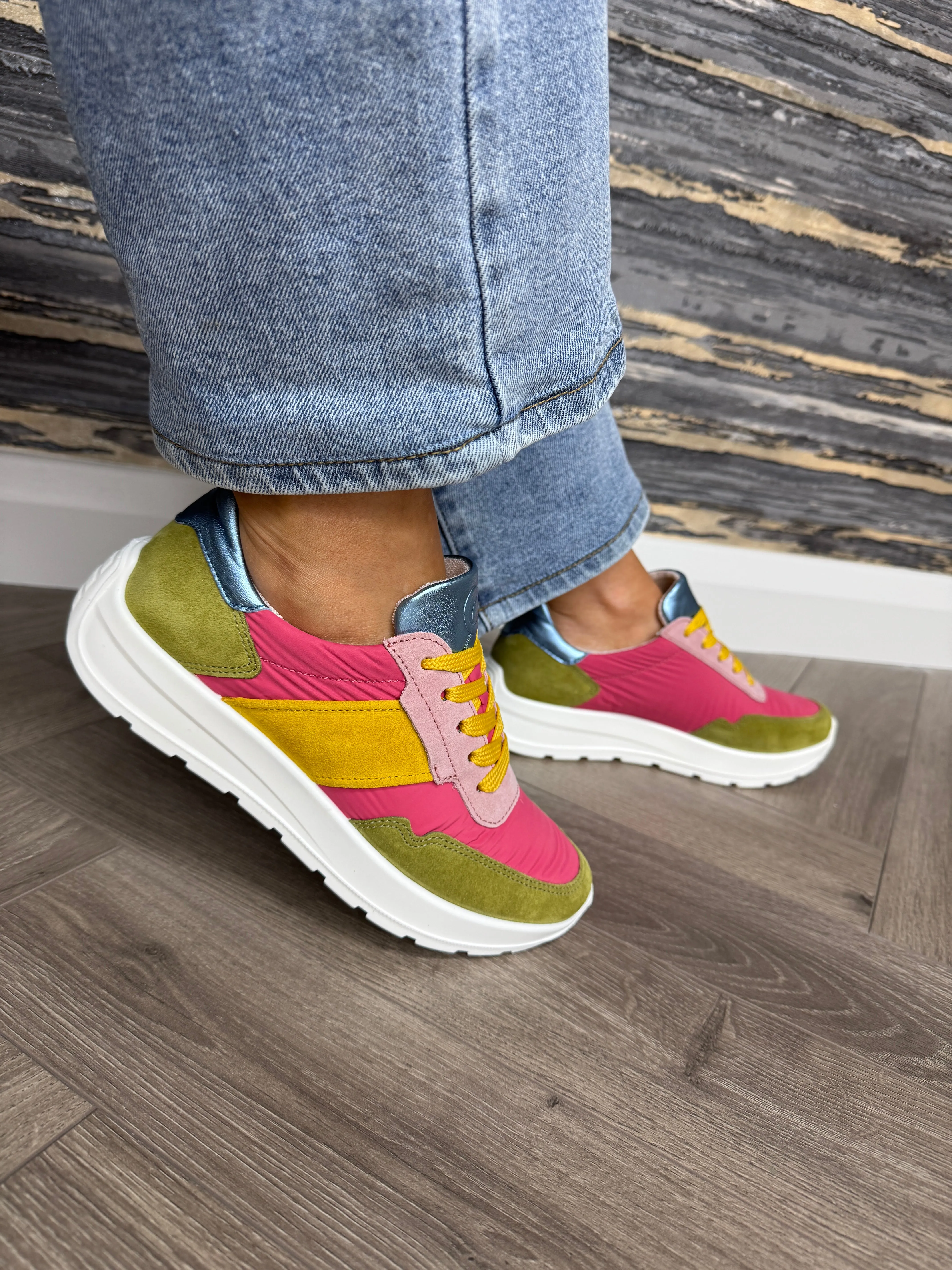 Ara 12-25116 Multi Trainer With Yellow laces - Kiwi/Candy/Piggy/Corn/Sky (A12)