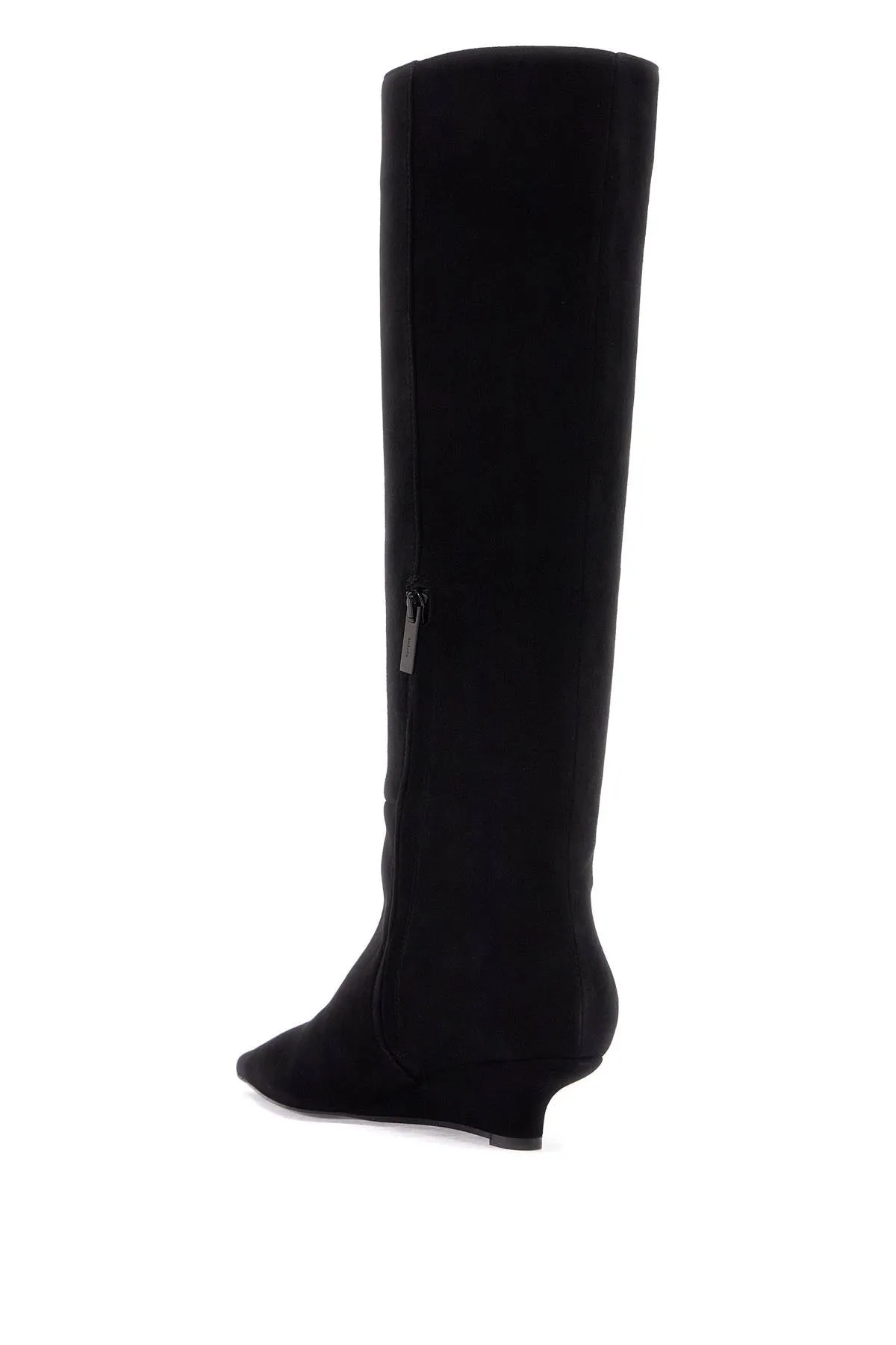 black suede knee-high boots with low heel 251 WAS4671 LE0012 BLACK
