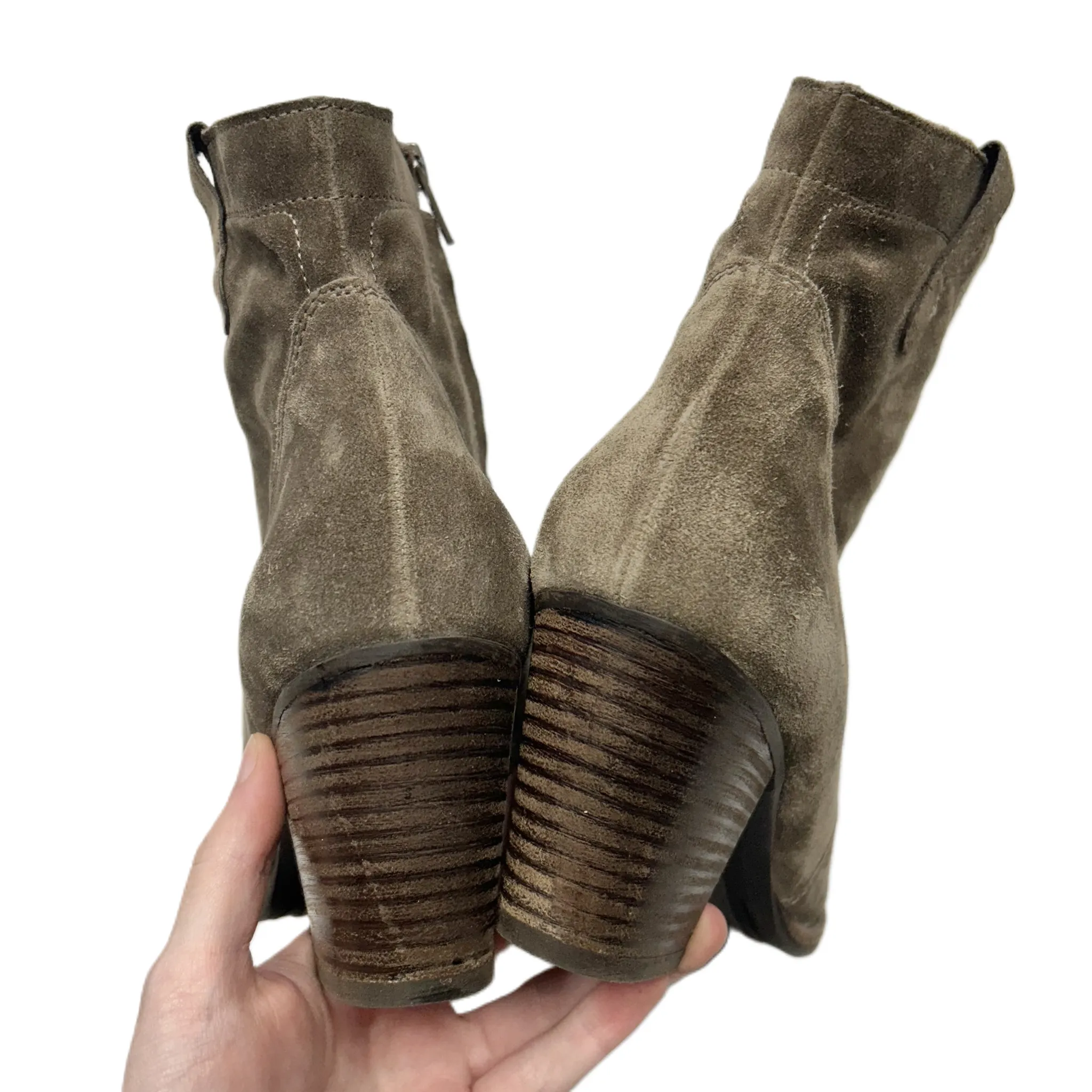 Boots Ankle Heels By Paul Green In Taupe, Size: 9