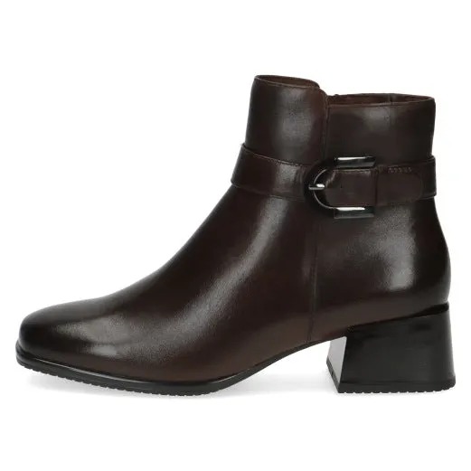 Caprice 25340-41 337 Ladies Dark Brown Leather Side Zip Ankle Boots