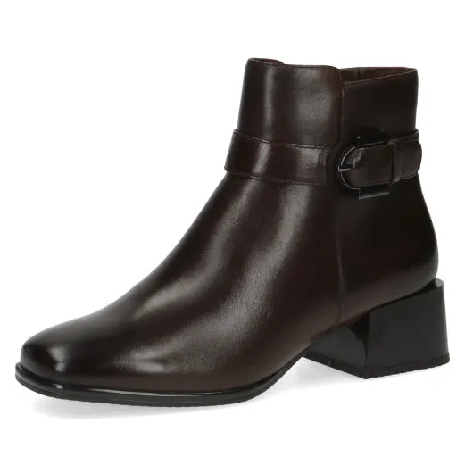 Caprice 25340-41 337 Ladies Dark Brown Leather Side Zip Ankle Boots