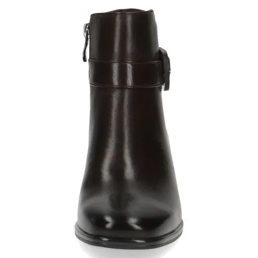 Caprice 25340-41 337 Ladies Dark Brown Leather Side Zip Ankle Boots