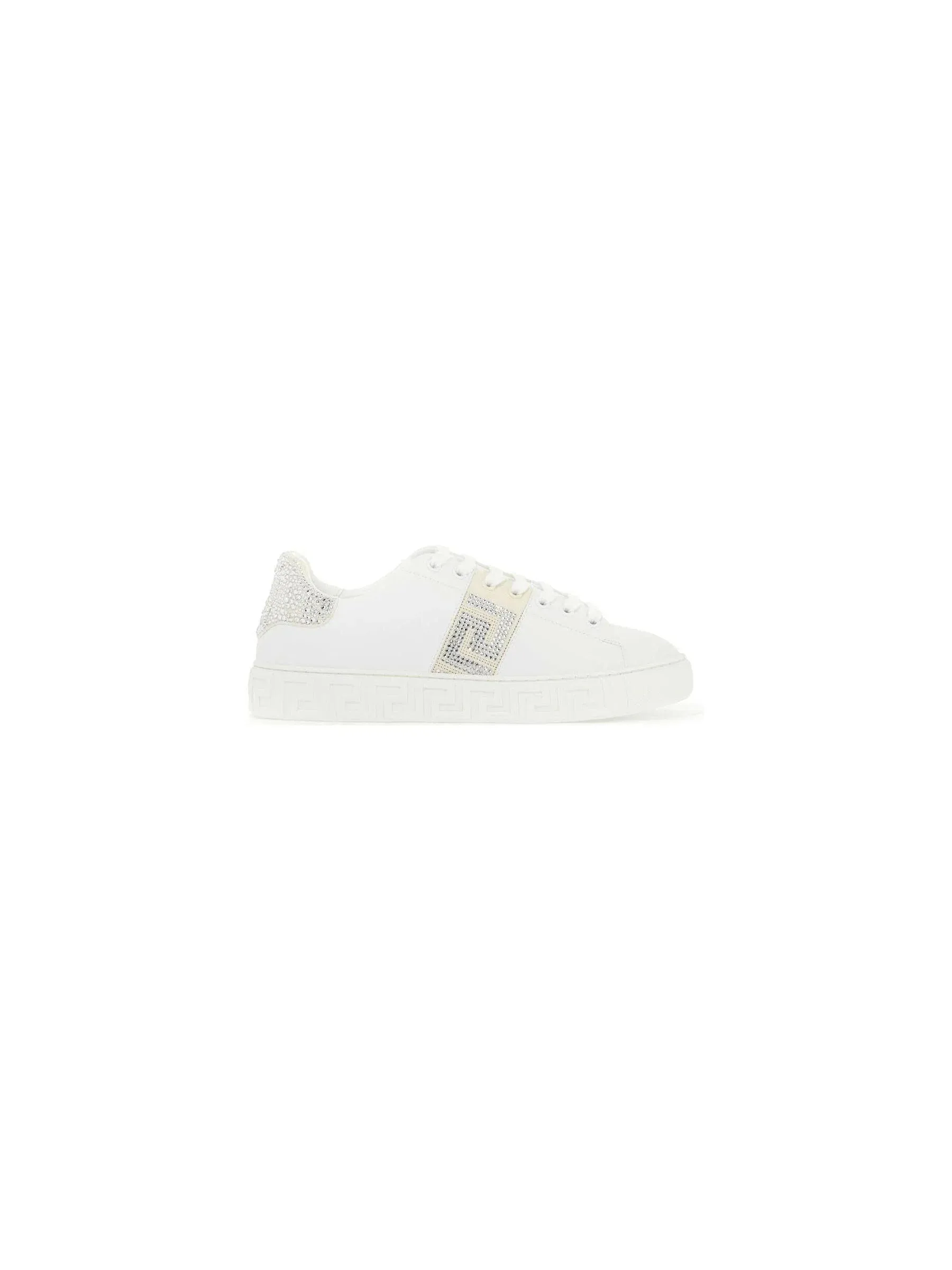Crystal Greca Leather Sneakers