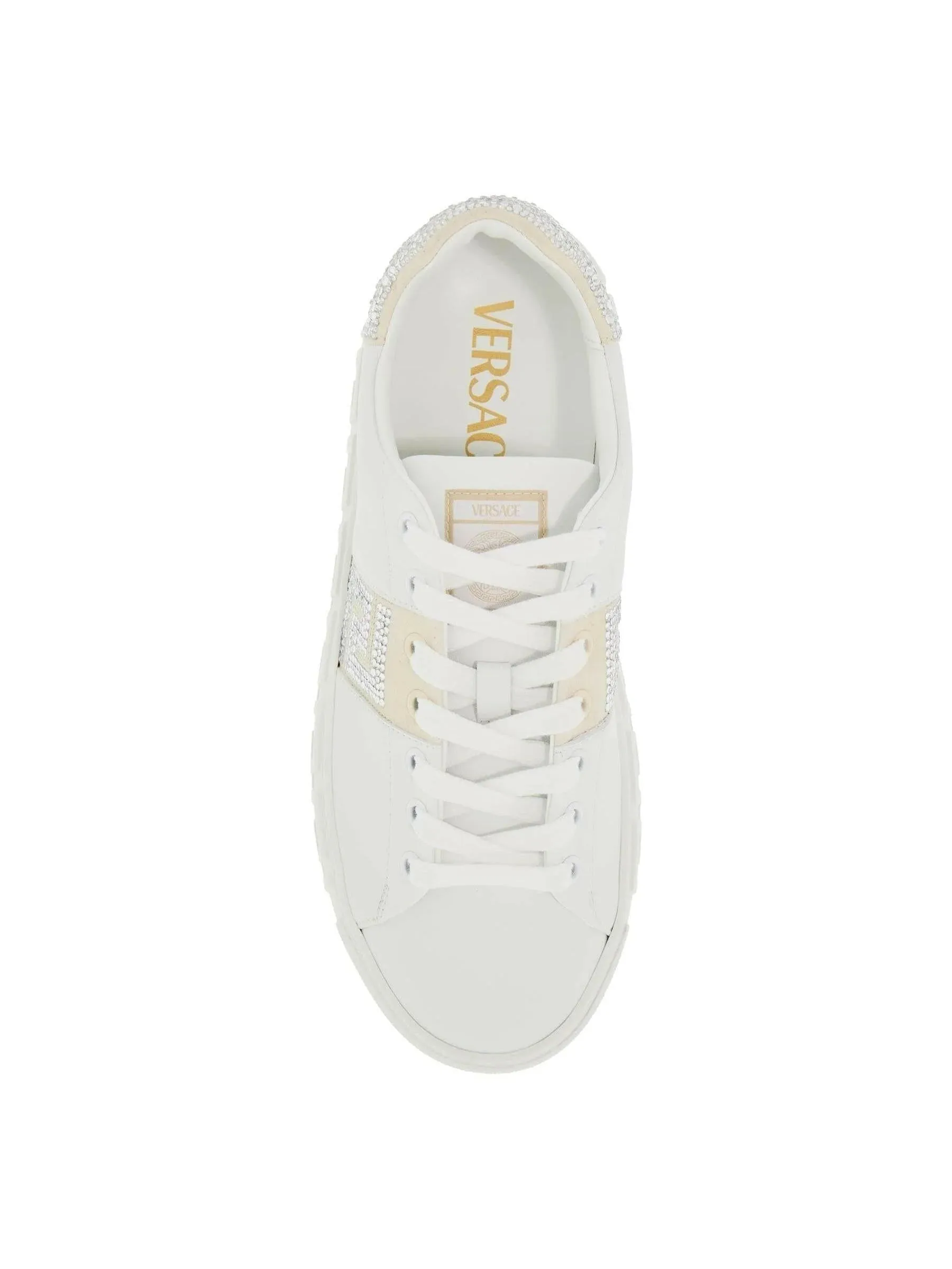 Crystal Greca Leather Sneakers