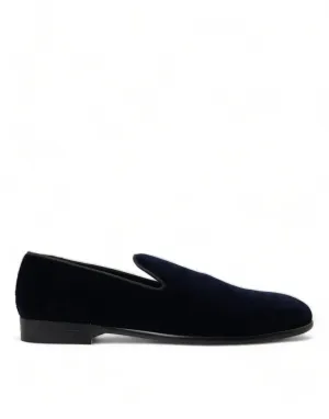 Dolce & Gabbana Men's Navy Velvet Formal Loafers Shoes