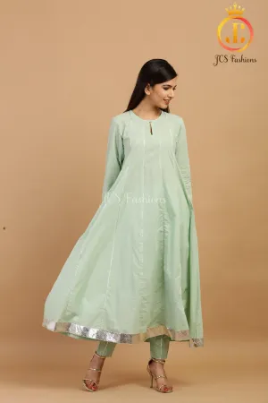 Elegant Pista Green Slack Anarkali Kurta