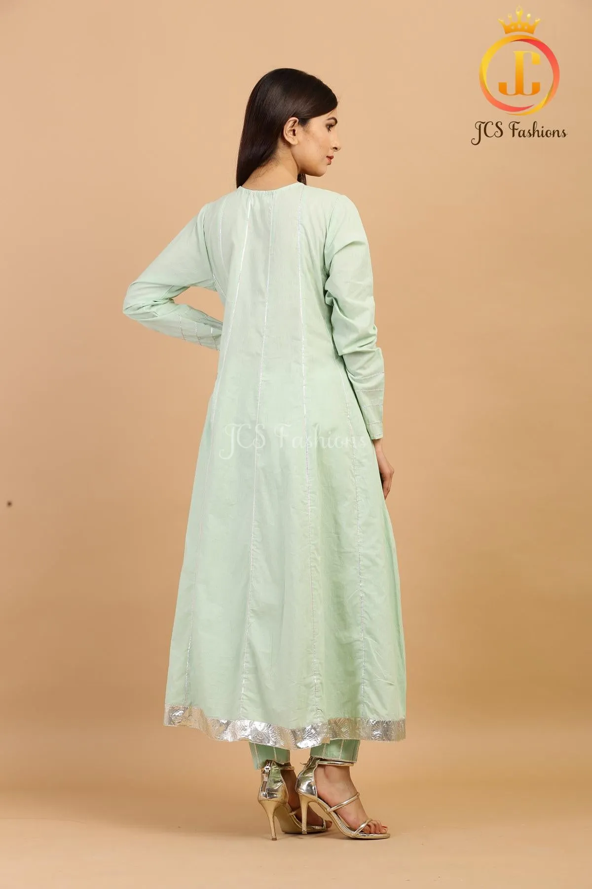 Elegant Pista Green Slack Anarkali Kurta