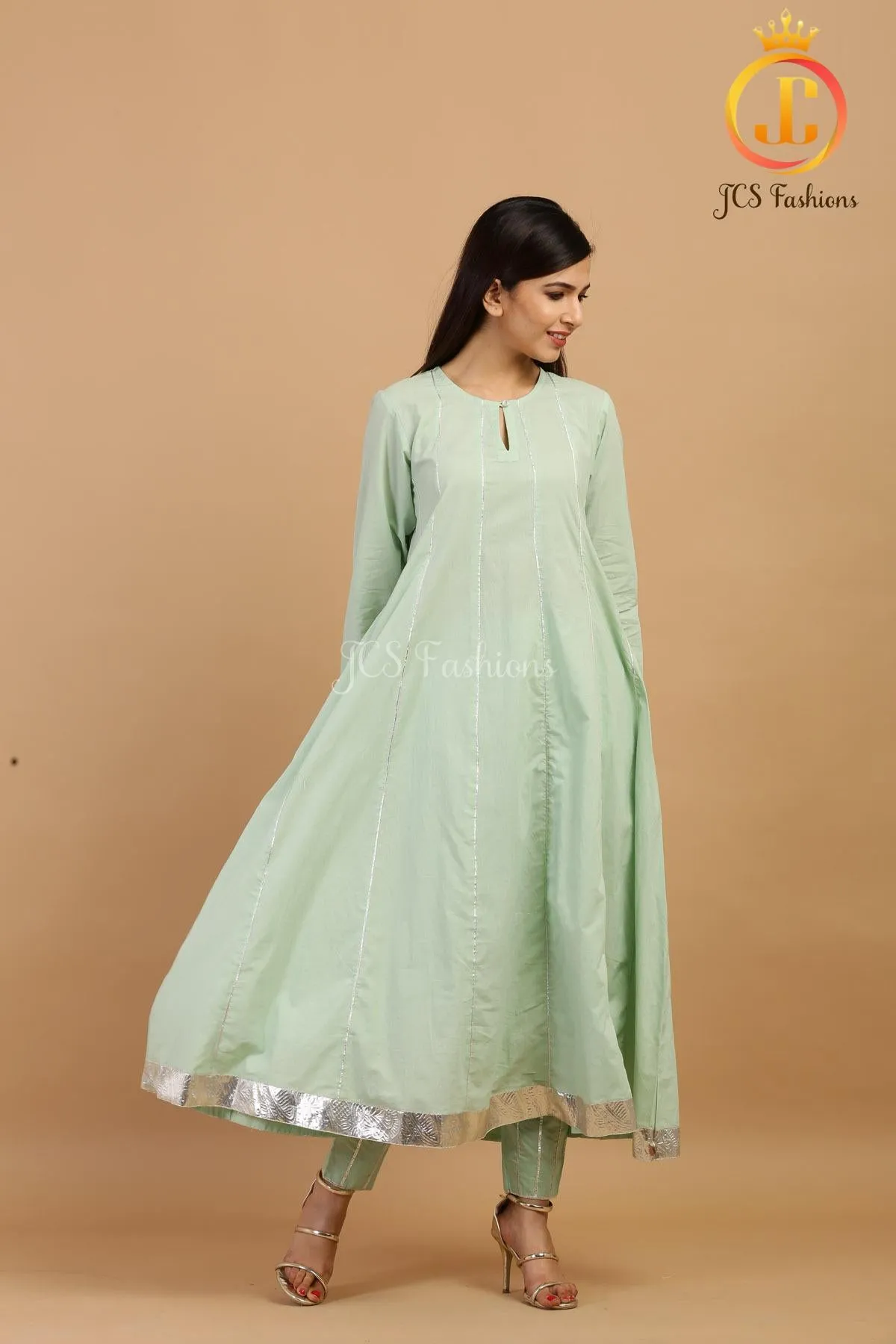 Elegant Pista Green Slack Anarkali Kurta