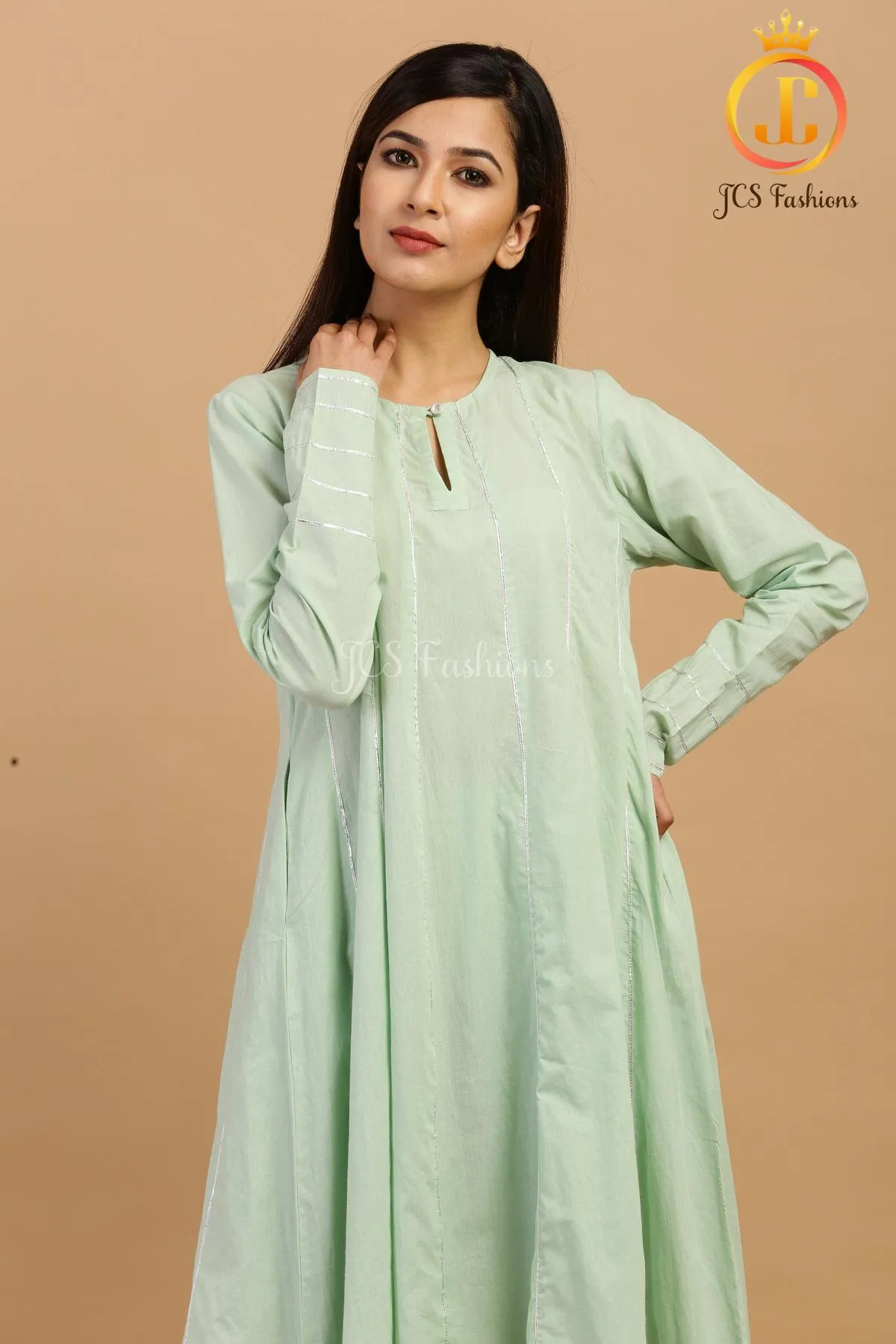 Elegant Pista Green Slack Anarkali Kurta