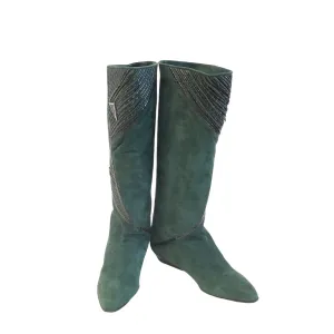 Embellished Green Boots