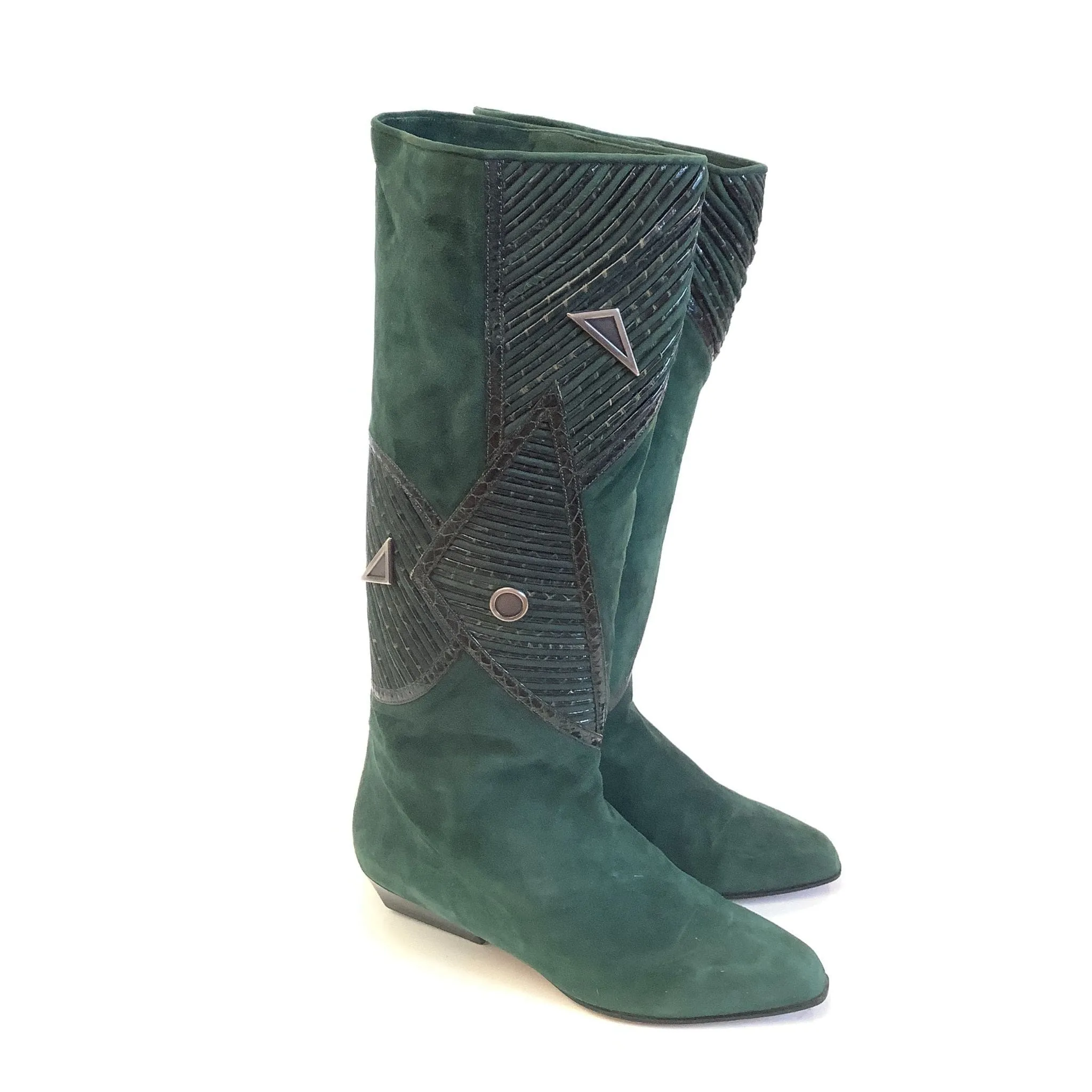 Embellished Green Boots