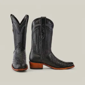 Exotic Ostrich - Black - Narrow Square Toe