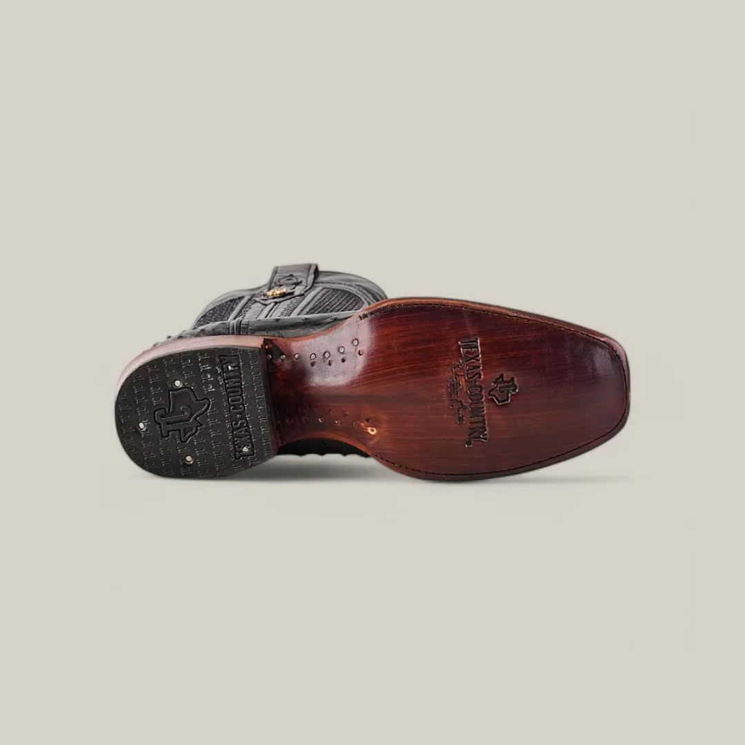 Exotic Ostrich - Black - Narrow Square Toe