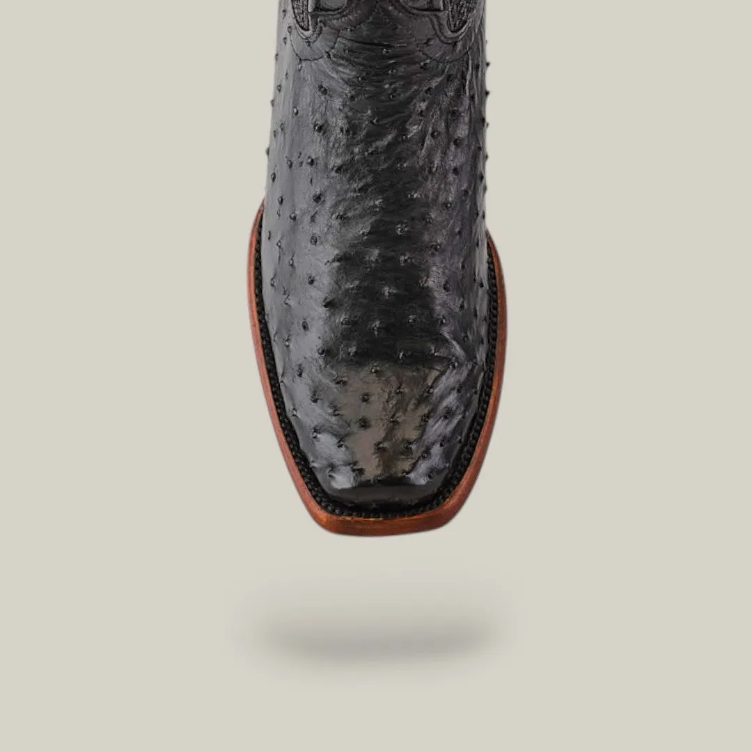 Exotic Ostrich - Black - Narrow Square Toe