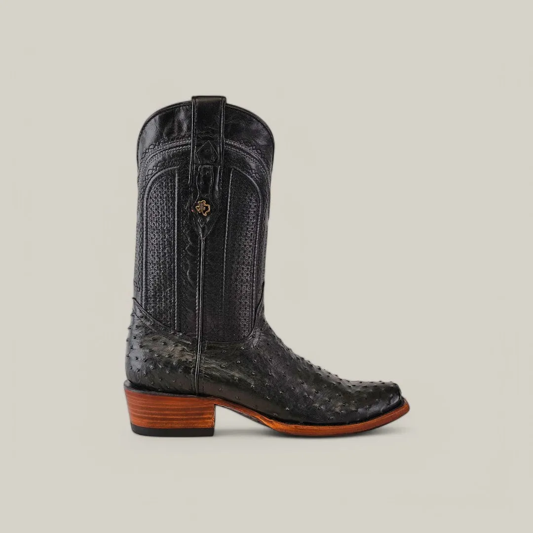 Exotic Ostrich - Black - Narrow Square Toe