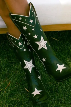 Green Star Print Boots