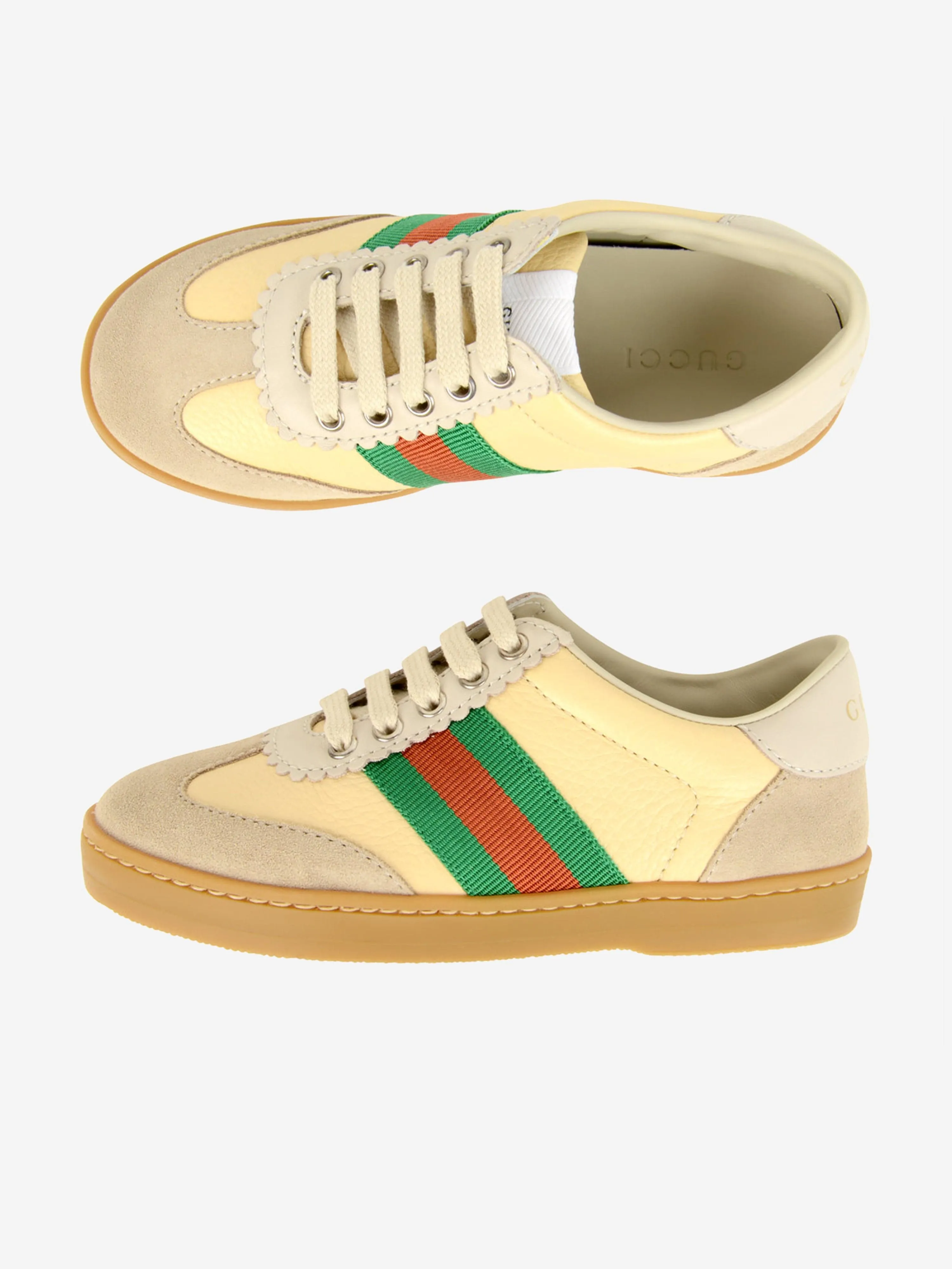 Gucci G74 Leather Trainers With Web