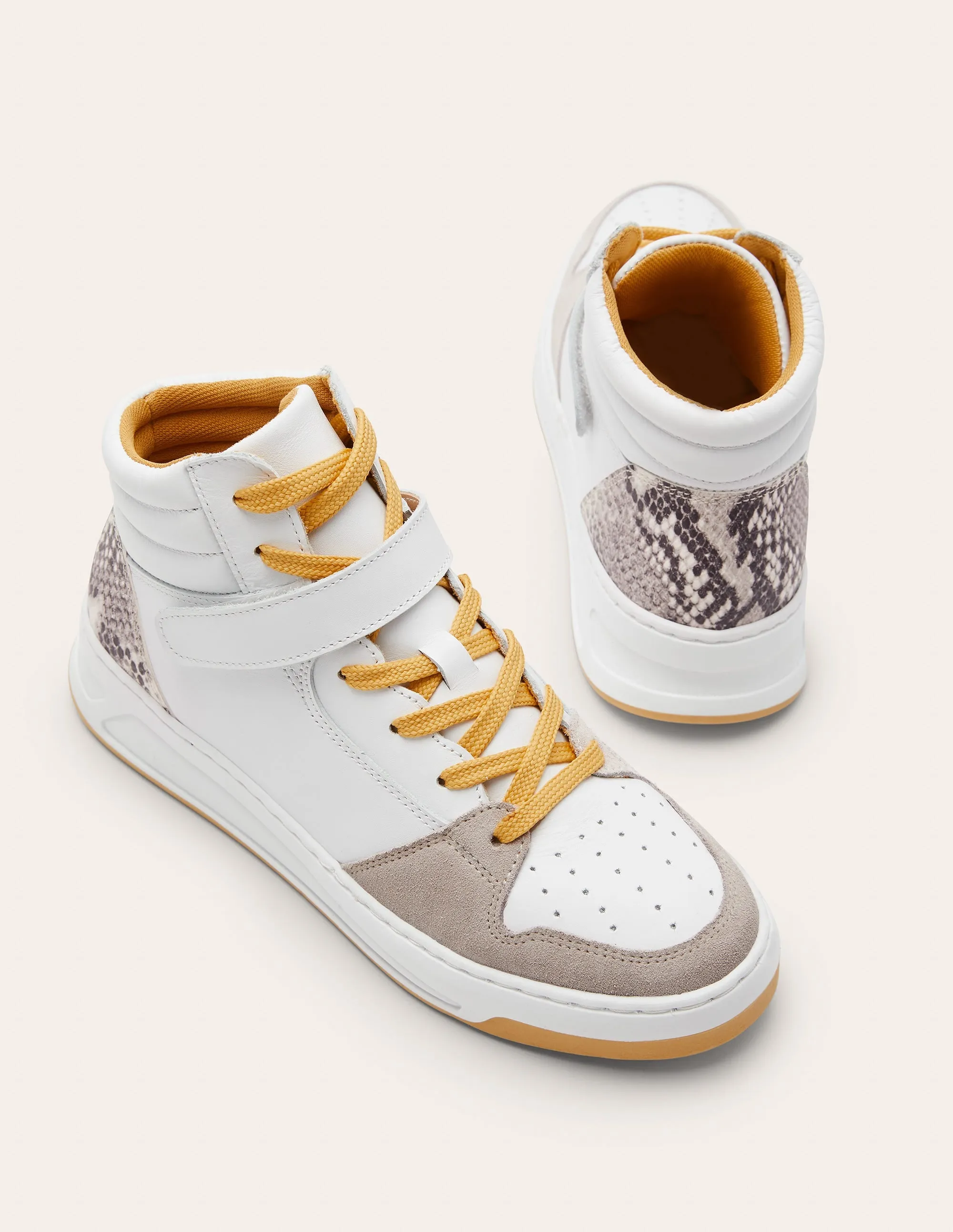 Heather High Top Trainers-White/Snake