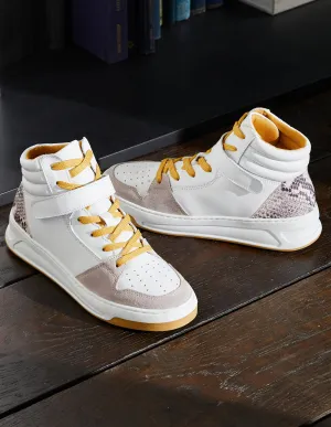 Heather High Top Trainers-White/Snake
