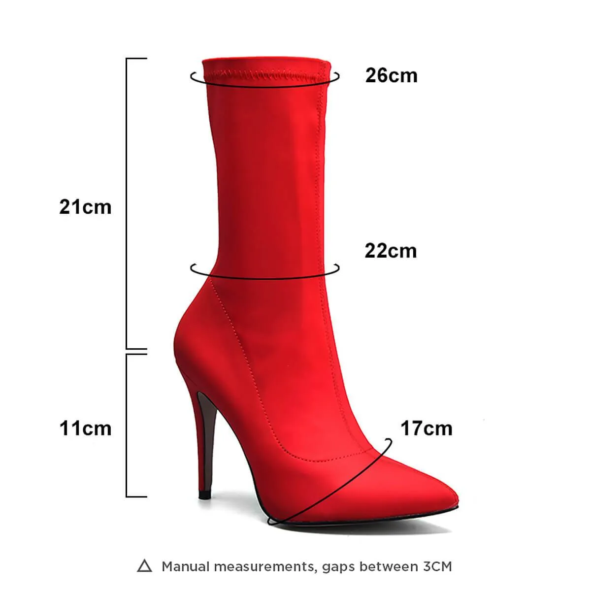 High Heel Bright Color Zipper Calf Sock Boots