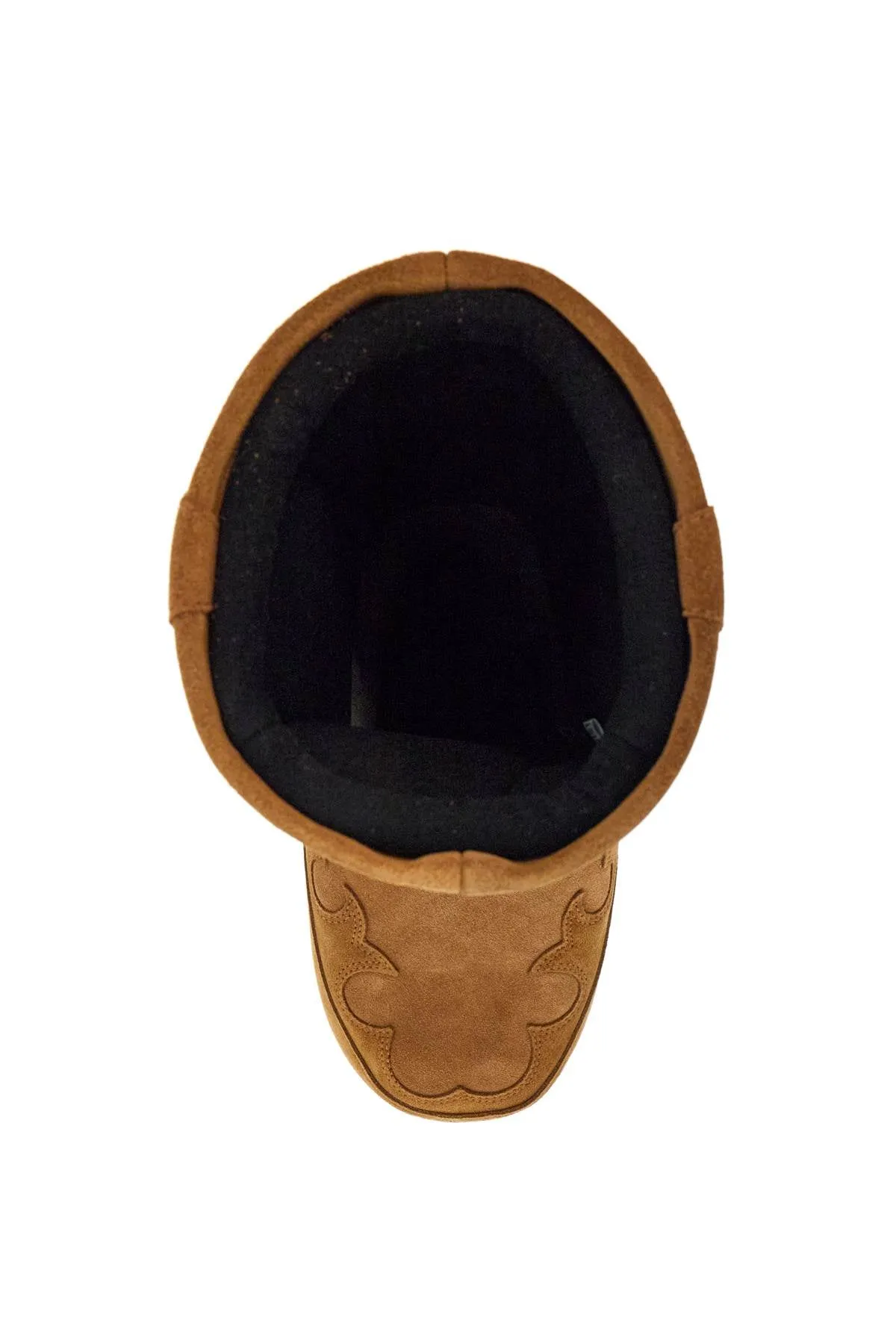 high suede boots in cognac with wedge embroidery 80D1402990 COGNAC
