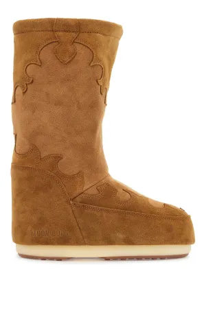 high suede boots in cognac with wedge embroidery 80D1402990 COGNAC