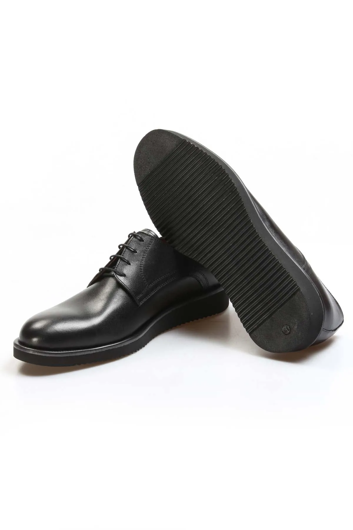 Men's Black Leather Derby Shoes with Sleek Design - Wessi