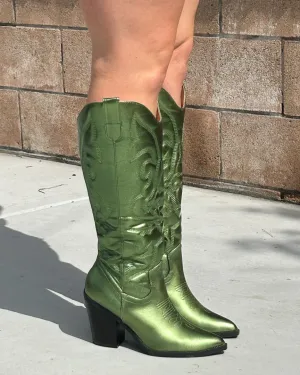 Metallic Green Cowgirl Boots