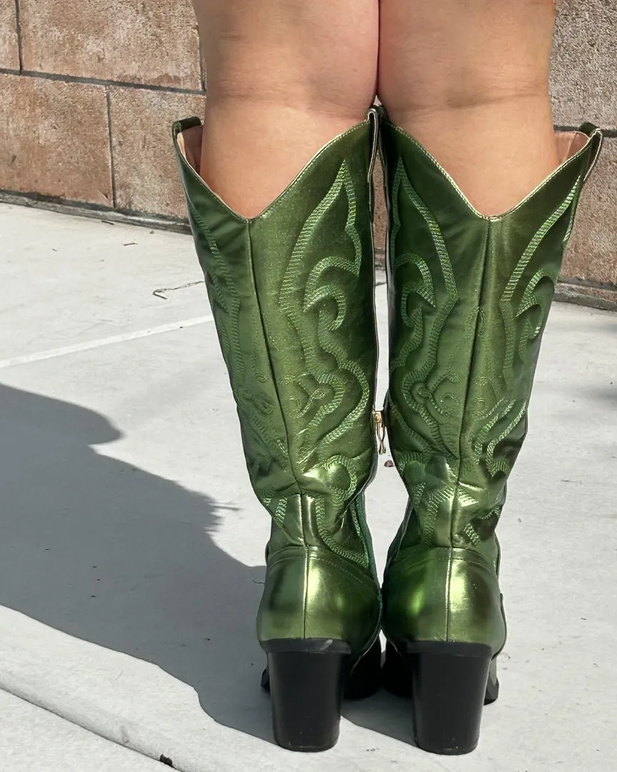 Metallic Green Cowgirl Boots
