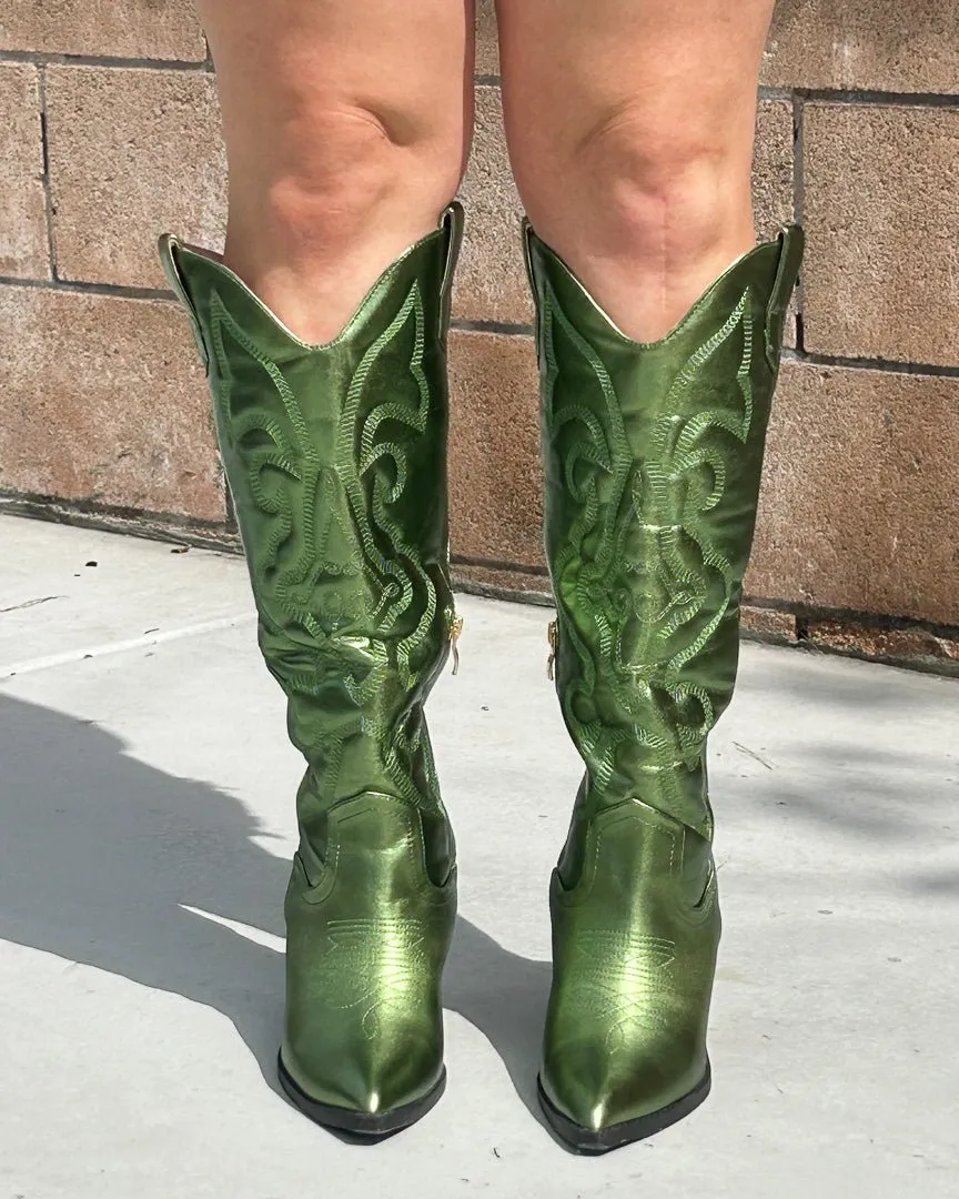 Metallic Green Cowgirl Boots