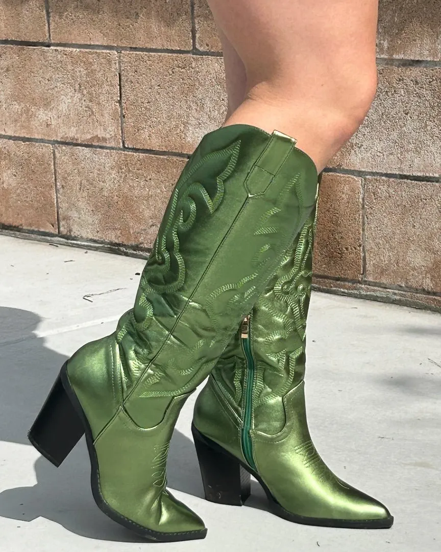 Metallic Green Cowgirl Boots