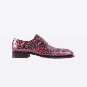 Mister 40079 Buxan Men's Shoes Burgundy Crocodile Print / Calf-Skin Leather Monk-Straps Loafers (MISS1052)