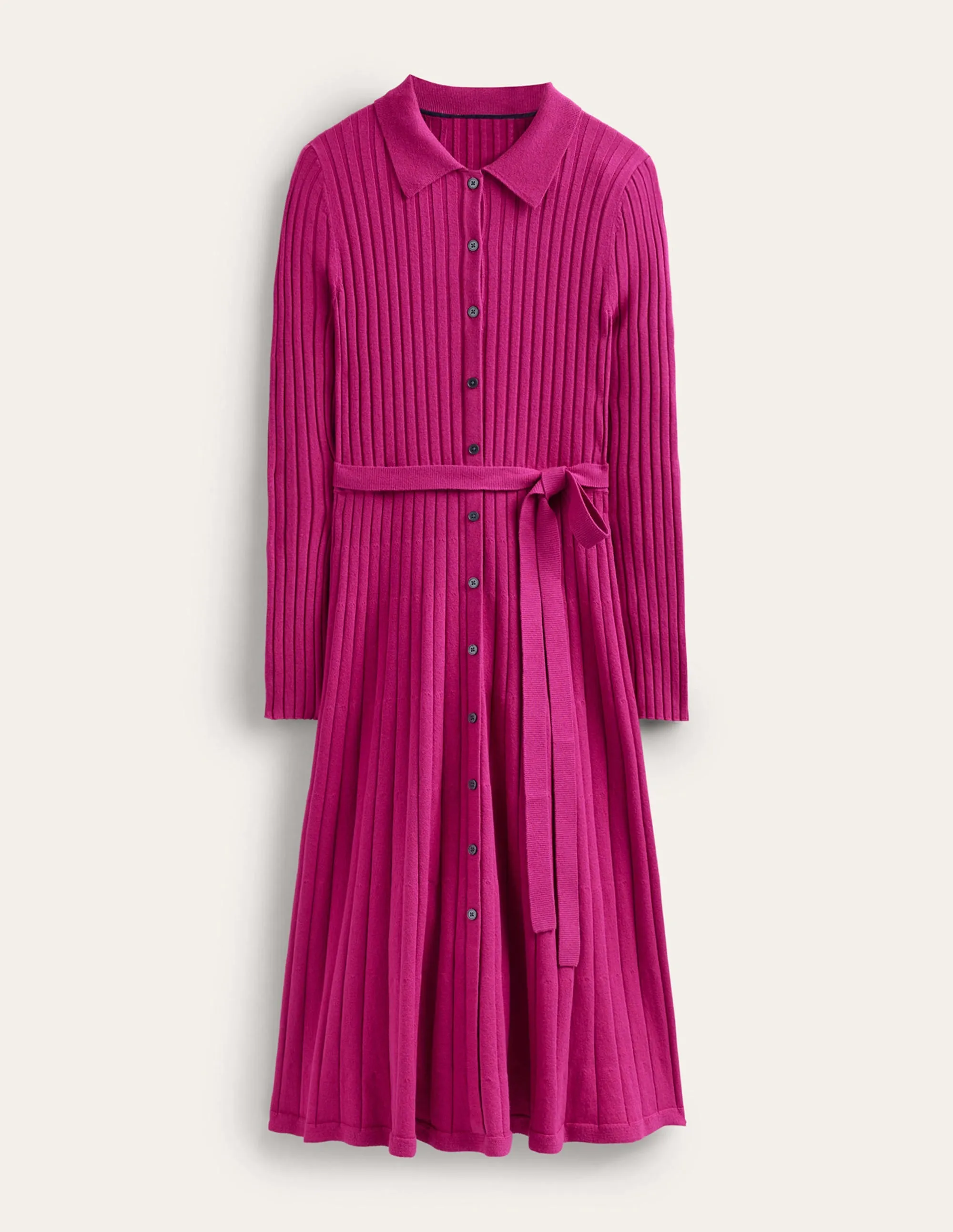 Rachel Knitted Shirt Dress-Vibrant Plum