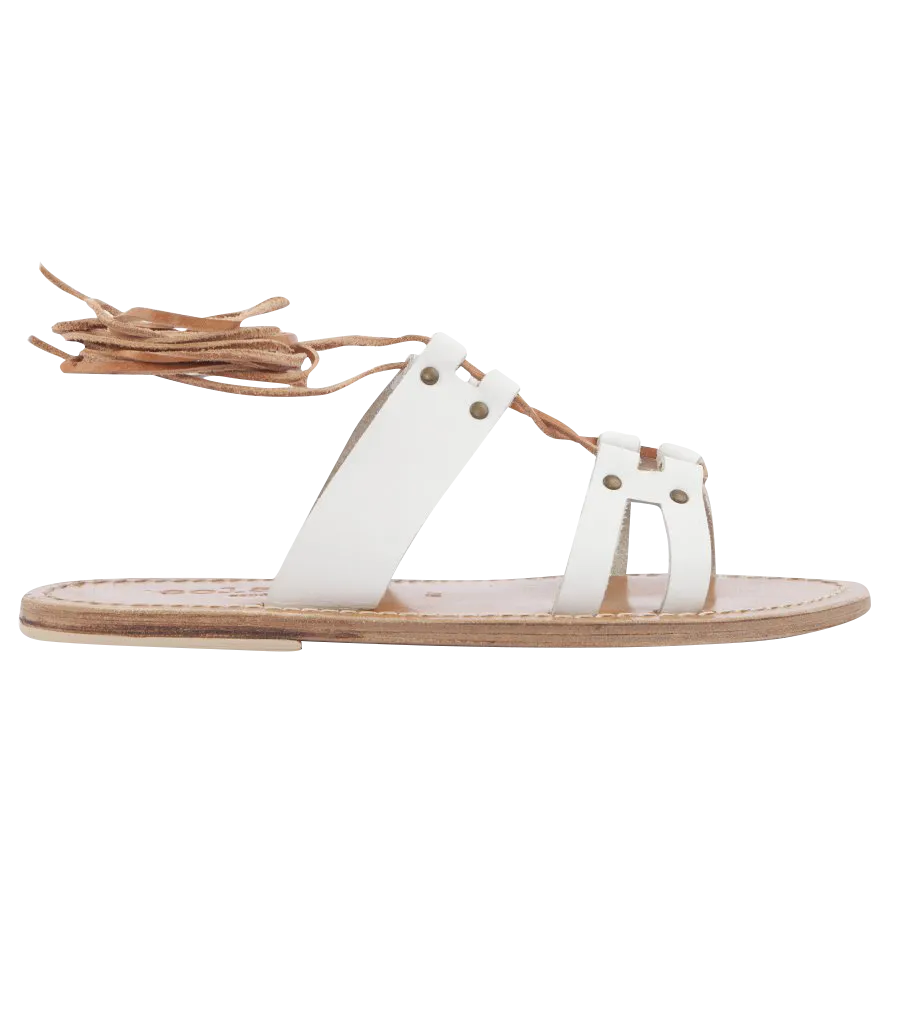 SAVANNAH ANKLE WRAPPED STRAP SANDALS WHITE