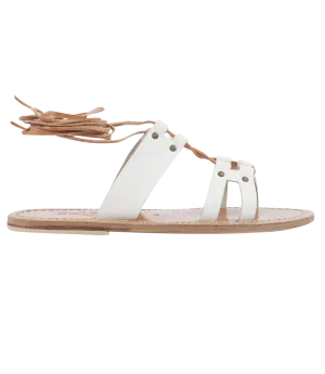 SAVANNAH ANKLE WRAPPED STRAP SANDALS WHITE
