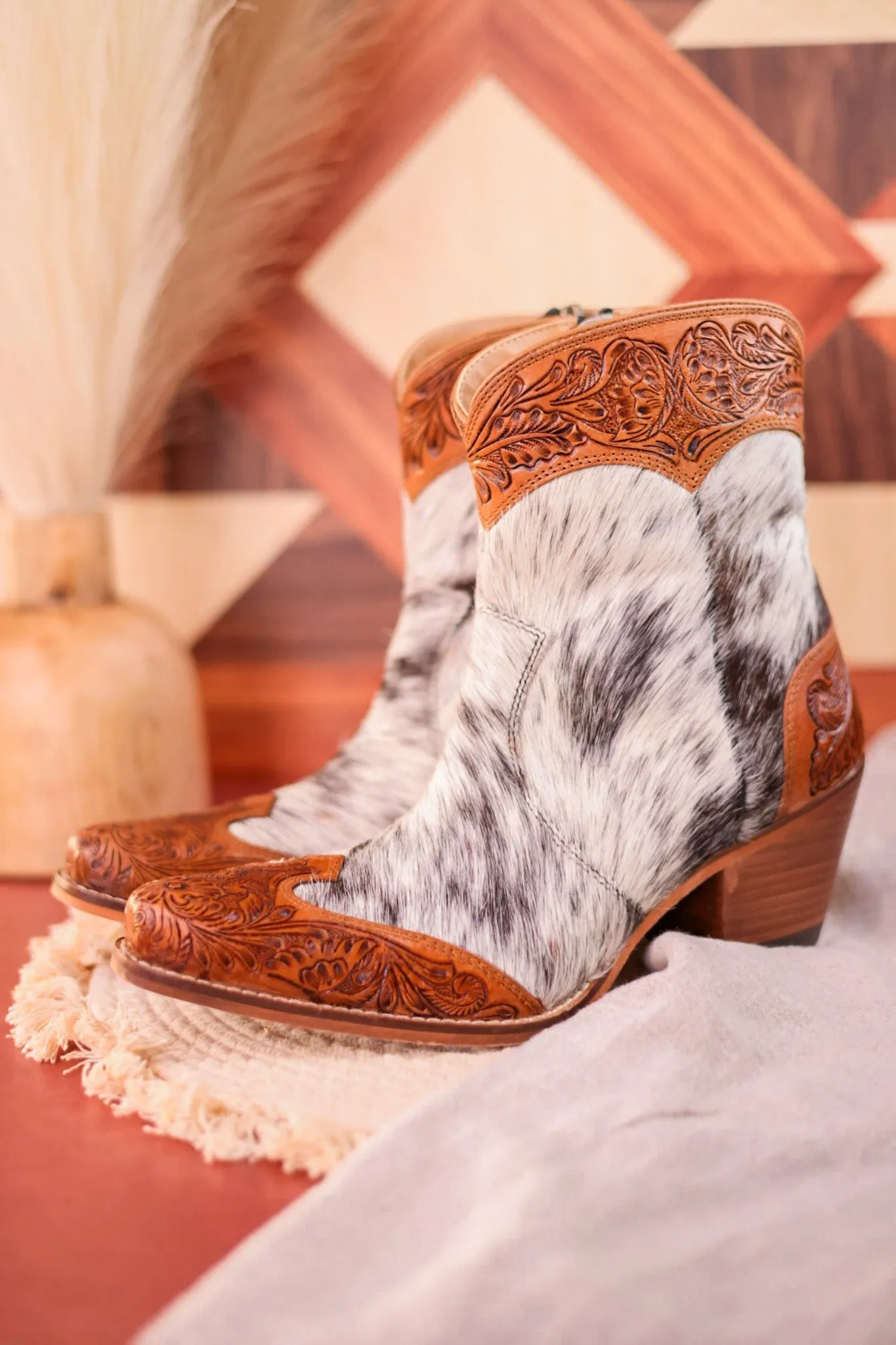Silverado Hair-On Hide & Hand-Tooled Boots