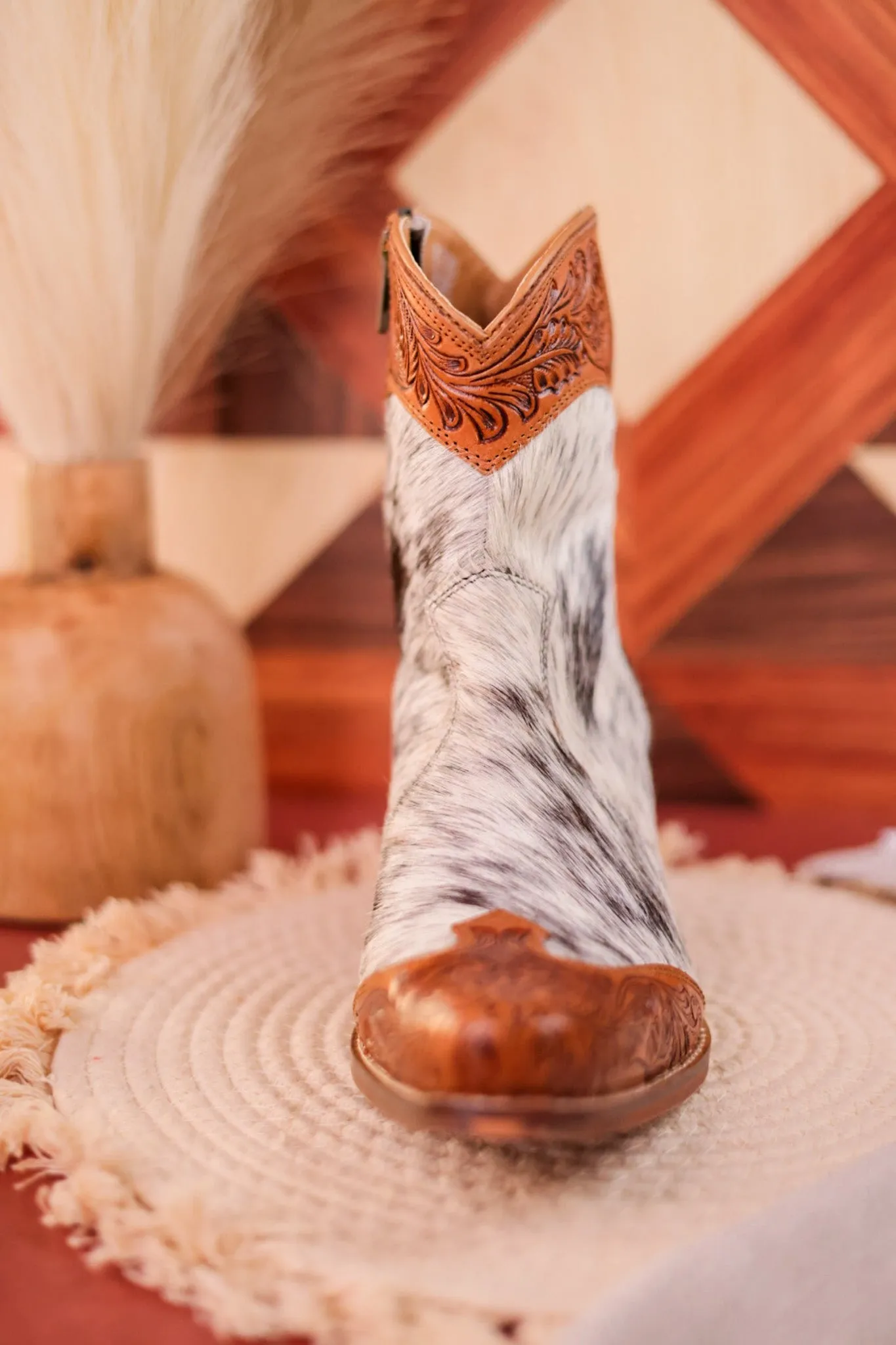 Silverado Hair-On Hide & Hand-Tooled Boots