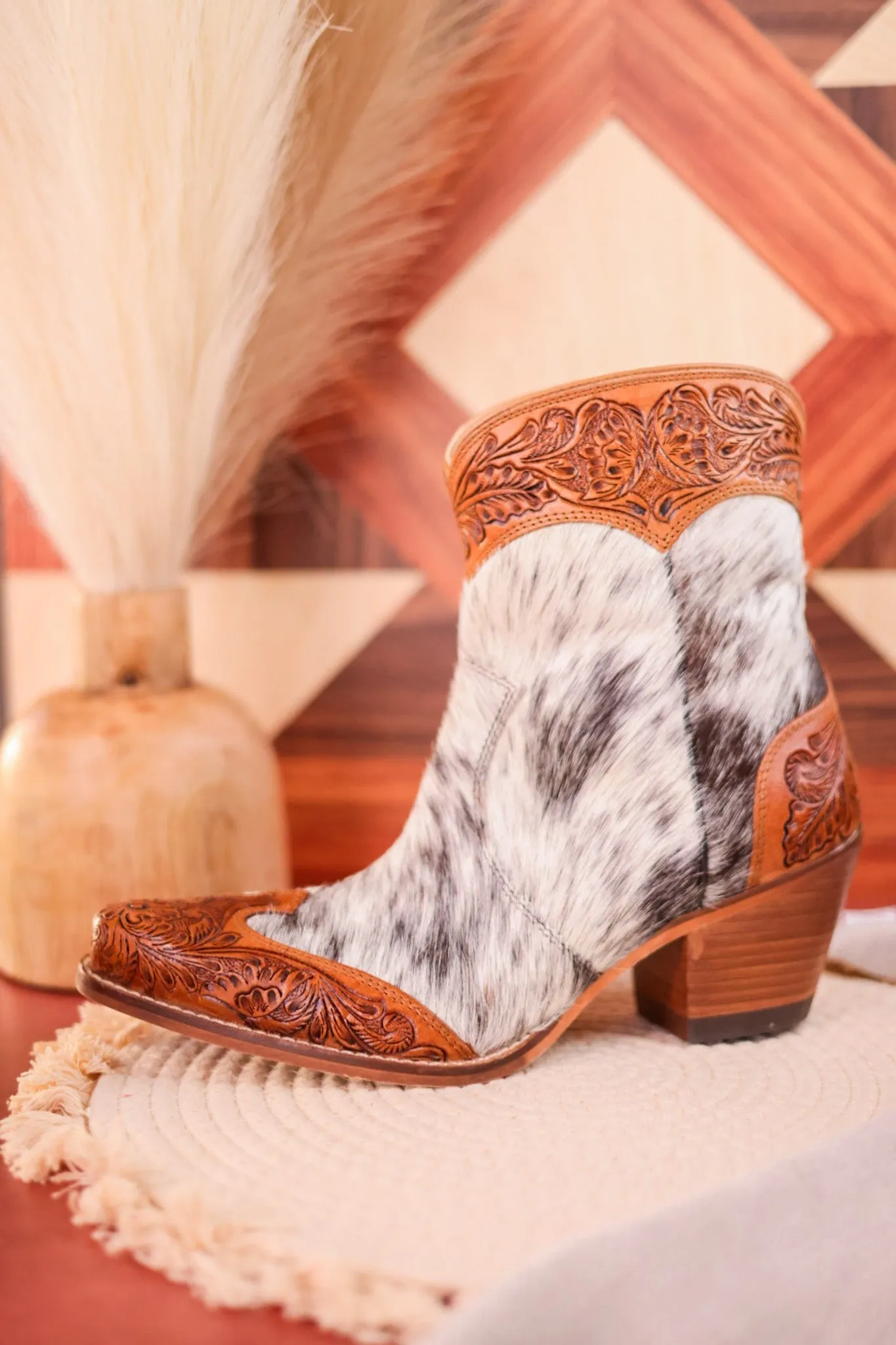 Silverado Hair-On Hide & Hand-Tooled Boots