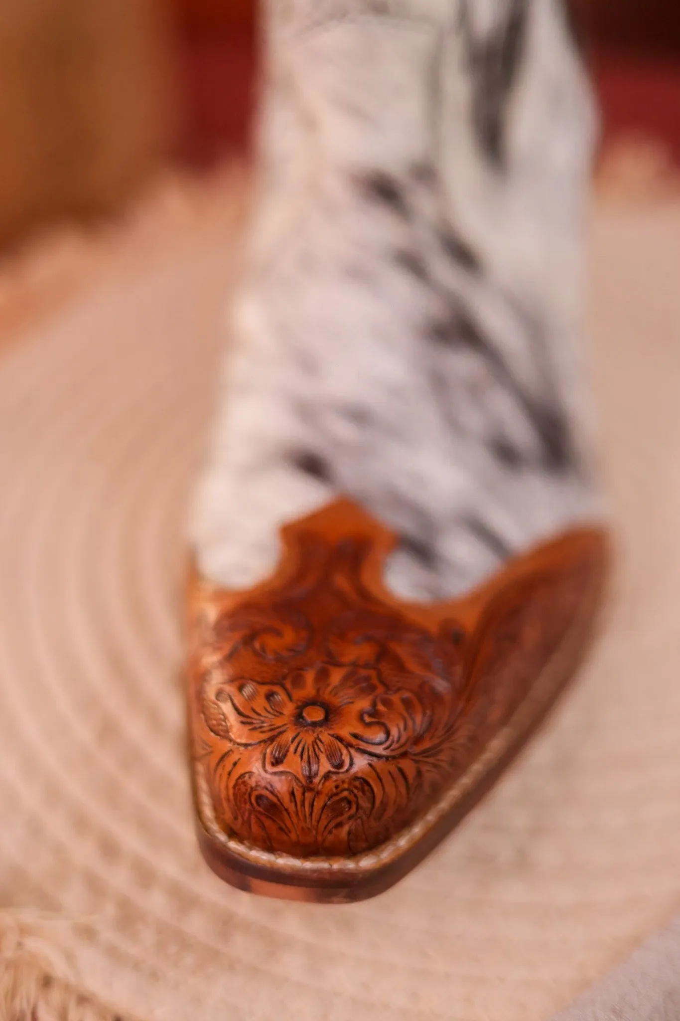 Silverado Hair-On Hide & Hand-Tooled Boots