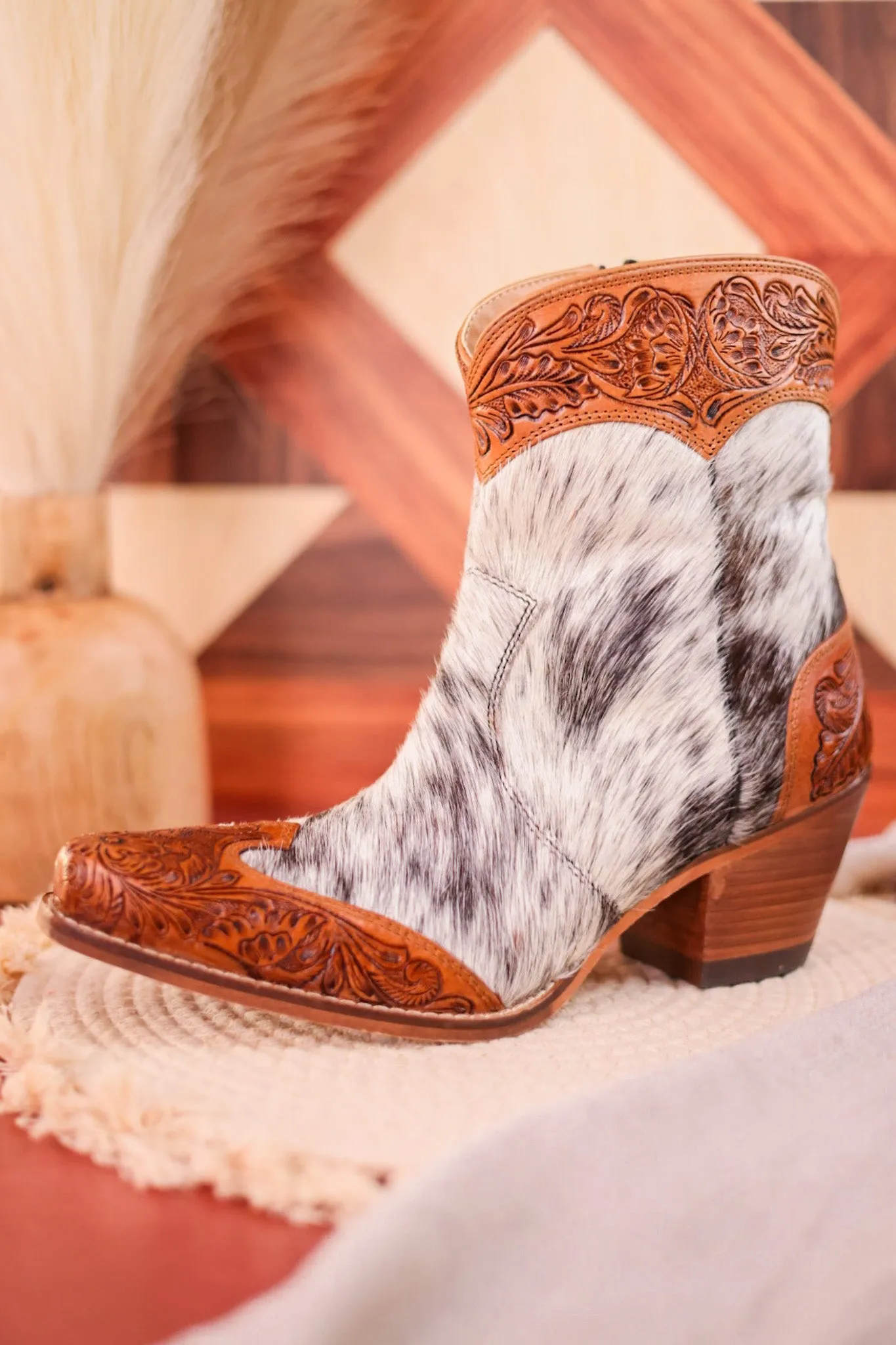 Silverado Hair-On Hide & Hand-Tooled Boots