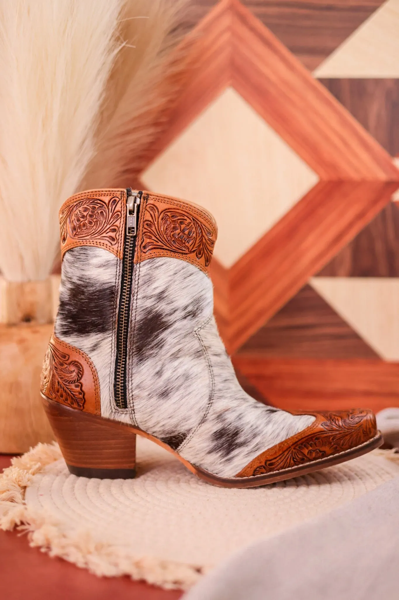 Silverado Hair-On Hide & Hand-Tooled Boots