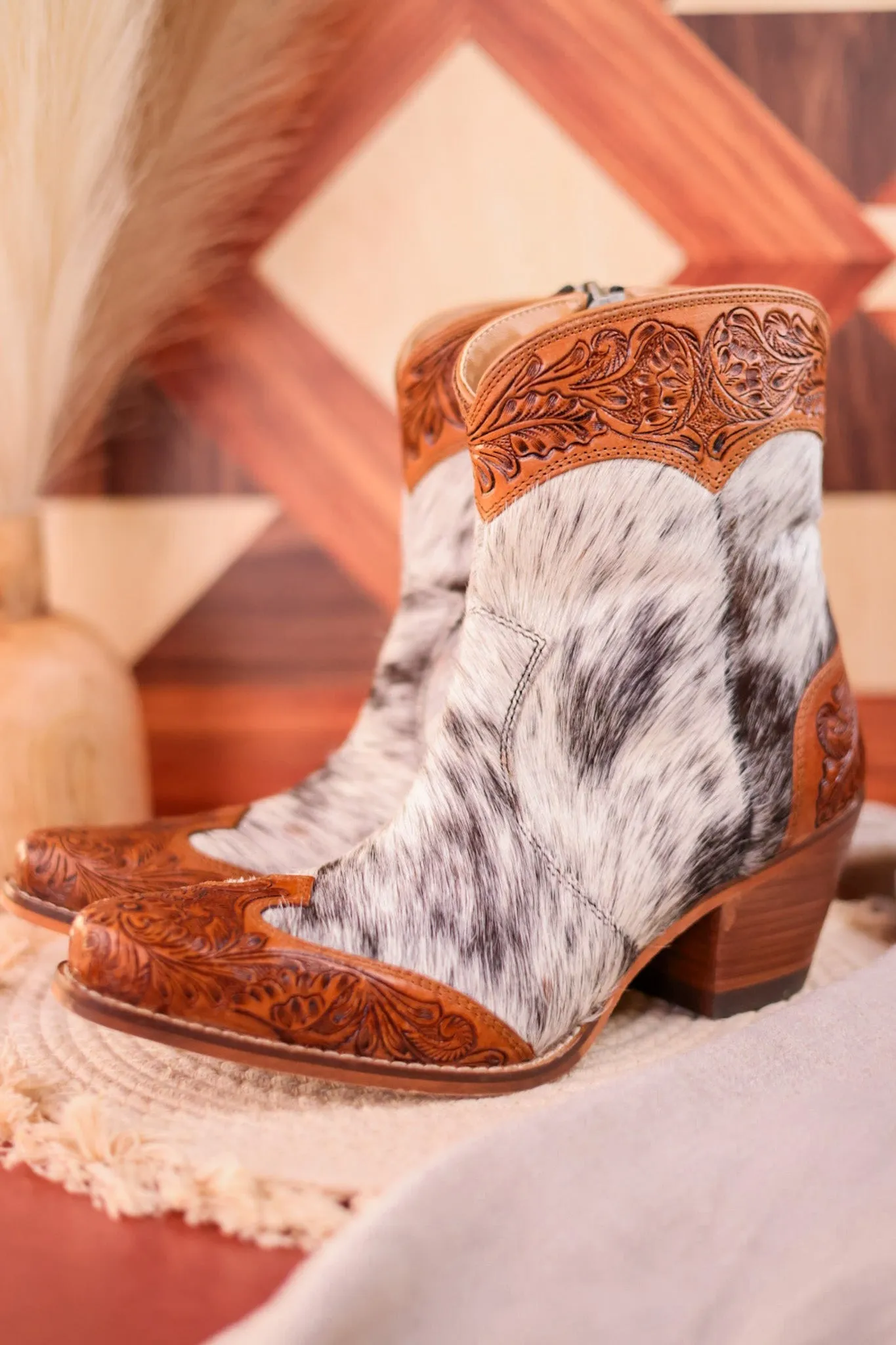 Silverado Hair-On Hide & Hand-Tooled Boots