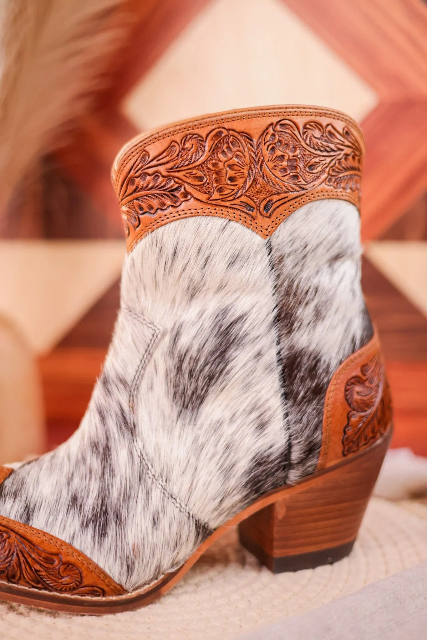 Silverado Hair-On Hide & Hand-Tooled Boots