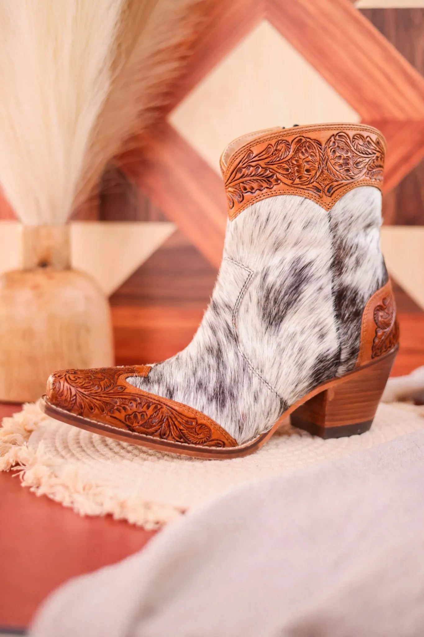 Silverado Hair-On Hide & Hand-Tooled Boots